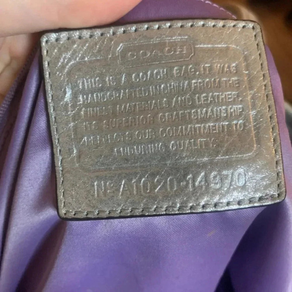 COACH 14970 Julia Op Art  Signature Lilac Silver Leather Shoulder Tote Bag - Picture 5 of 13